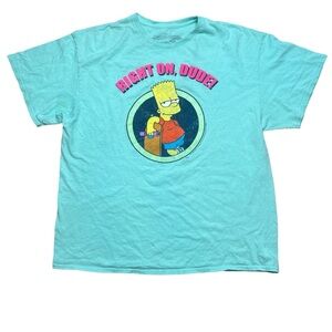 Vintage The Simpsons Bart Simpson Right on Dude Skateboard T-shirt Men's Size M